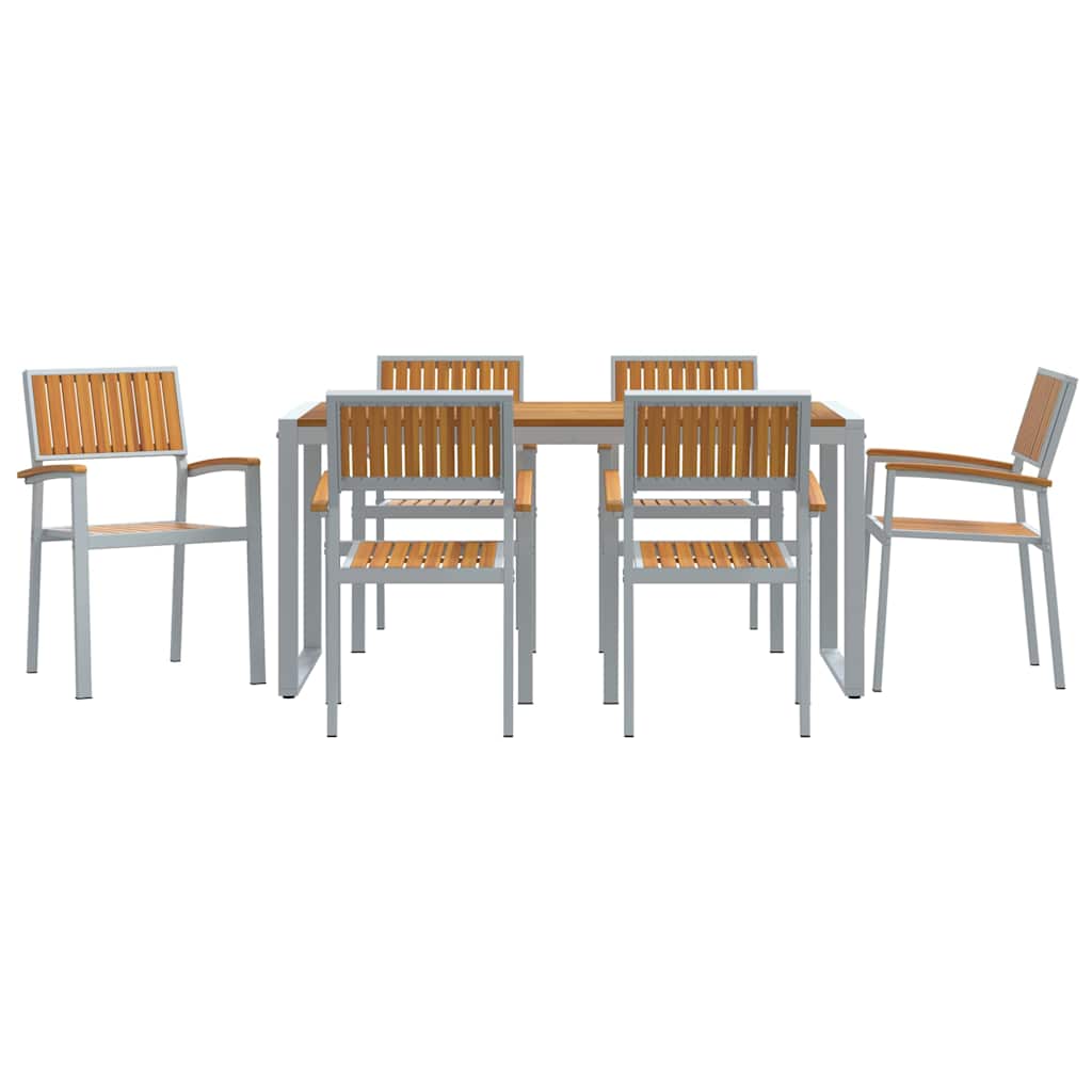 Garden Dining Set 7 pcs Grey and brown 160 x 80 x 75 cm