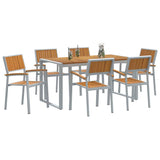 Garden Dining Set 7 pcs Grey and brown 160 x 80 x 75 cm