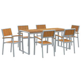 Garden Dining Set 7 pcs Grey and brown 180 x 90 x 75 cm