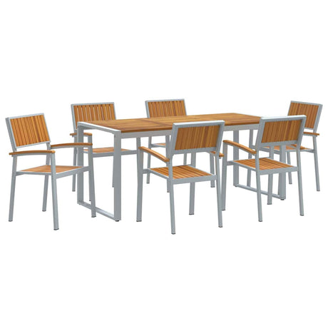 Garden Dining Set 7 pcs Grey and brown 180 x 90 x 75 cm