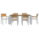Garden Dining Set 7 pcs Grey and brown 180 x 90 x 75 cm