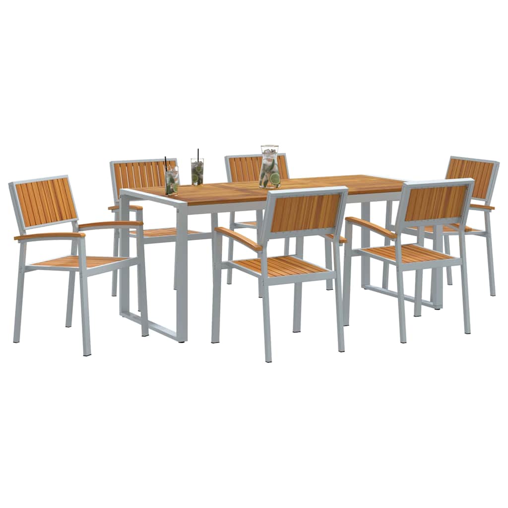 Garden Dining Set 7 pcs Grey and brown 180 x 90 x 75 cm