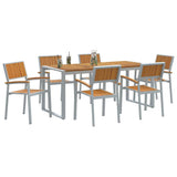 Garden Dining Set 7 pcs Grey and brown 180 x 90 x 75 cm