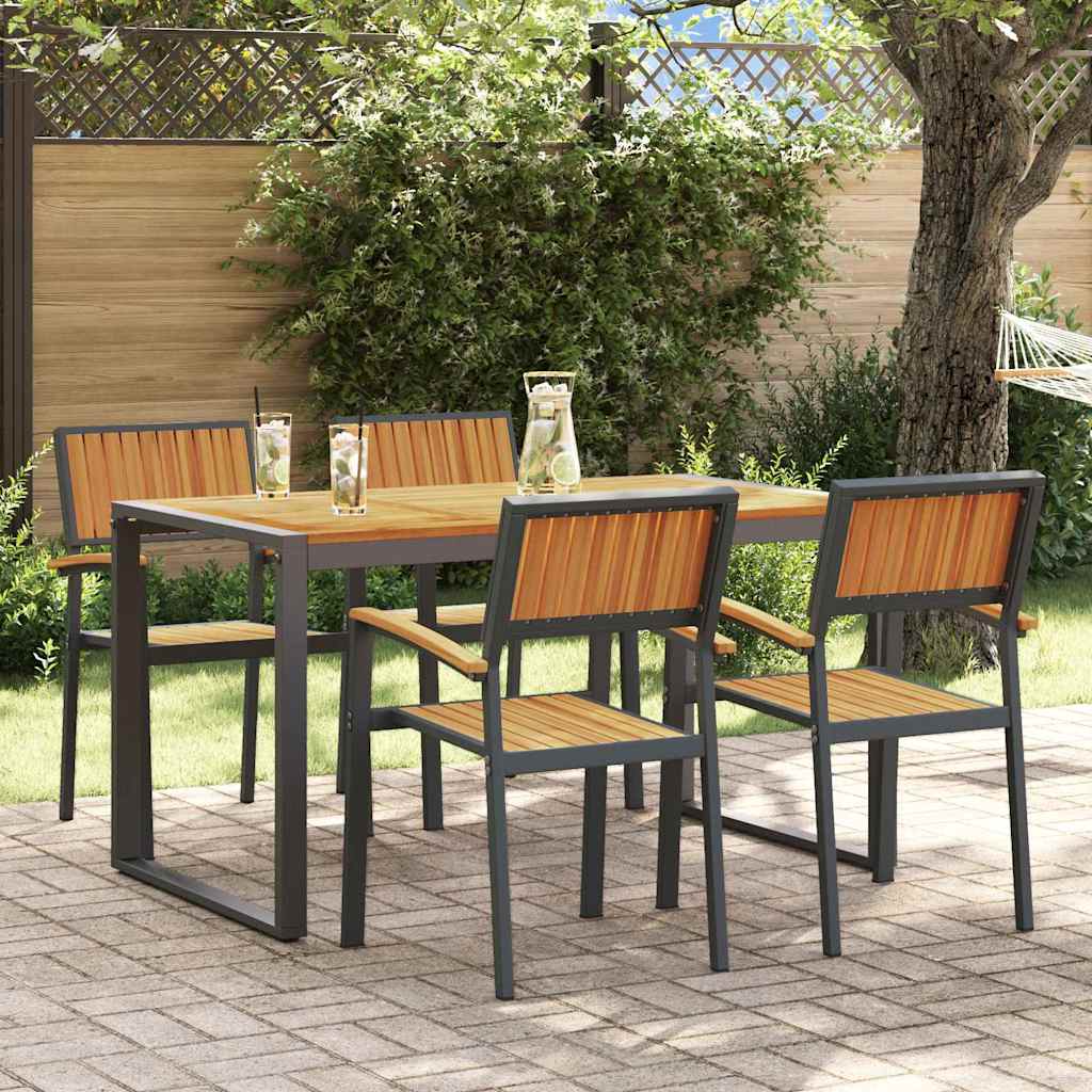 Garden Dining Set 5 pcs Black and brown 140 x 80 x 75 cm