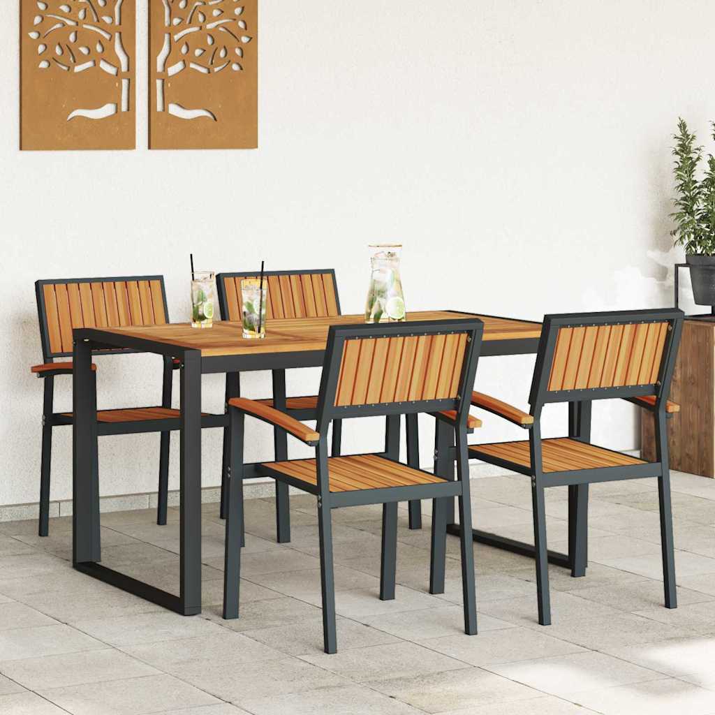 Garden Dining Set 5 pcs Black and brown 140 x 80 x 75 cm