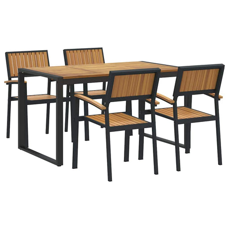 Garden Dining Set 5 pcs Black and brown 140 x 80 x 75 cm