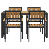 Garden Dining Set 5 pcs Black and brown 140 x 80 x 75 cm