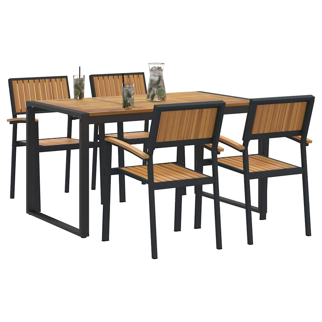 Garden Dining Set 5 pcs Black and brown 140 x 80 x 75 cm