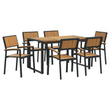 Garden Dining Set 7 pcs Black and brown 140 x 80 x 75 cm