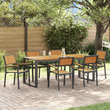Garden Dining Set 7 pcs Black and brown 200 x 90 x 75 cm