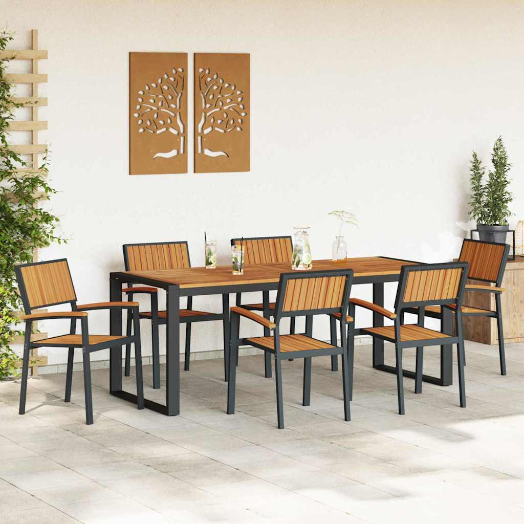 Garden Dining Set 7 pcs Black and brown 200 x 90 x 75 cm