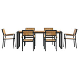 Garden Dining Set 7 pcs Black and brown 200 x 90 x 75 cm