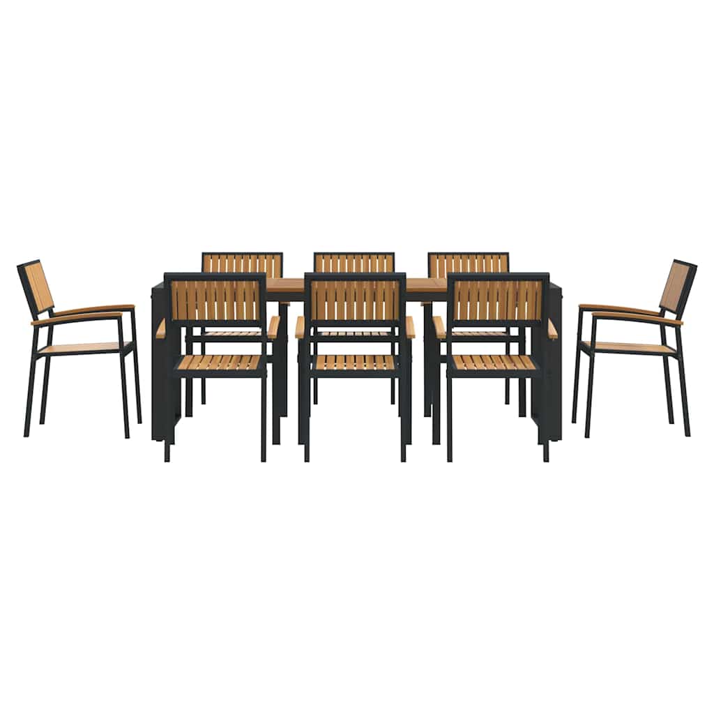Garden Dining Set 9 pcs Black and brown 200 x 90 x 75 cm