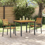 Garden Dining Set 3 pcs Black Solid Acacia Wood