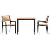 Garden Dining Set 3 pcs Black Solid Acacia Wood