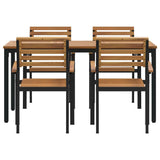 Garden Dining Set 5 pcs Black Solid Acacia Wood