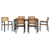 Garden Dining Set 7 pcs Black Solid Acacia Wood