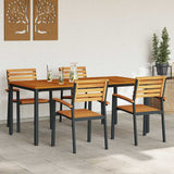 Garden Dining Set 5 pcs Black Solid Acacia Wood