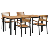 Garden Dining Set 5 pcs Black Solid Acacia Wood