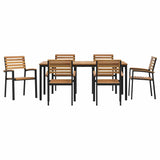 Garden Dining Set 7 pcs Black Solid Acacia Wood
