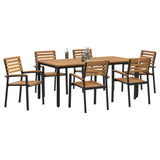 Garden Dining Set 7 pcs Black Solid Acacia Wood