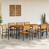 Garden Dining Set 9 pcs Black Solid Acacia Wood