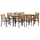 Garden Dining Set 9 pcs Black Solid Acacia Wood