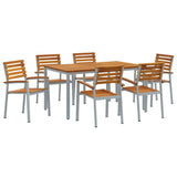 Garden Dining Set 7 pcs Grey and brown 150 x 90 x 75 cm
