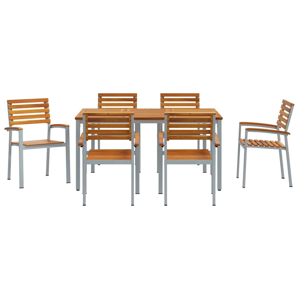 Garden Dining Set 7 pcs Grey and brown 150 x 90 x 75 cm
