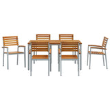 Garden Dining Set 7 pcs Grey and brown 150 x 90 x 75 cm