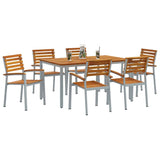 Garden Dining Set 7 pcs Grey Solid Acacia Wood