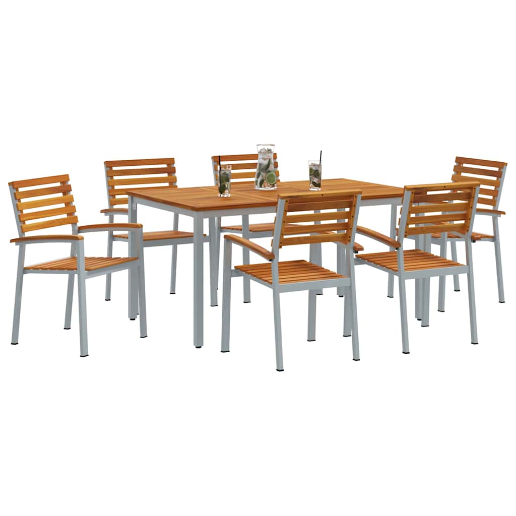 Garden Dining Set 7 pcs Grey and brown 150 x 90 x 75 cm