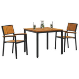 Garden Dining Set 3 pcs Black Solid Acacia Wood