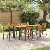 Garden Dining Set 7 pcs Black and brown 150 x 90 x 75 cm