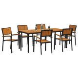 Garden Dining Set 7 pcs Black and brown 180 x 90 x 75 cm