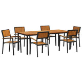 Garden Dining Set 7 pcs Black and brown 200 x 90 x 75 cm