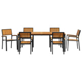 Garden Dining Set 7 pcs Black and brown 200 x 90 x 75 cm