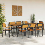 Garden Dining Set 9 pcs Black and brown 200 x 90 x 75 cm