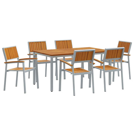 Garden Dining Set 7 pcs Grey and brown 150 x 90 x 75 cm