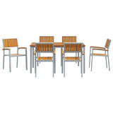 Garden Dining Set 7 pcs Grey and brown 150 x 90 x 75 cm