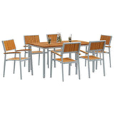 Garden Dining Set 7 pcs Grey Solid Acacia Wood
