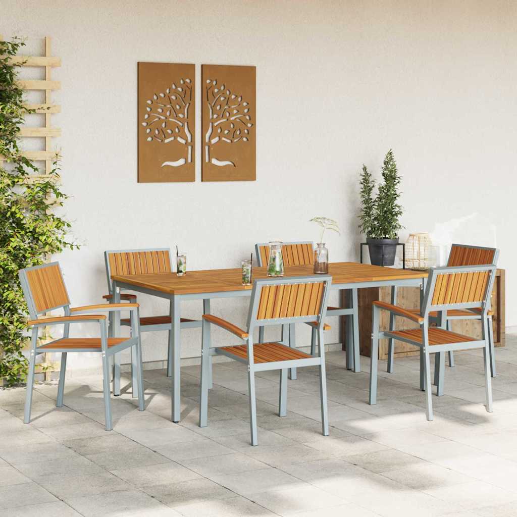 Garden Dining Set 7 pcs Grey and brown 180 x 90 x 75 cm