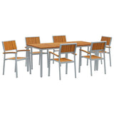 Garden Dining Set 7 pcs Grey and brown 180 x 90 x 75 cm