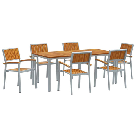 Garden Dining Set 7 pcs Grey and brown 180 x 90 x 75 cm
