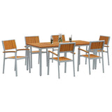 Garden Dining Set 7 pcs Grey and brown 180 x 90 x 75 cm