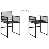 5 Piece Garden Dining Set Black Poly Rattan