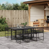 7 Piece Garden Dining Set Black Poly Rattan