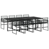 9 Piece Garden Dining Set Black Poly Rattan