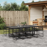 9 Piece Garden Dining Set Black Poly Rattan