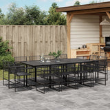 13 Piece Garden Dining Set Black Poly Rattan